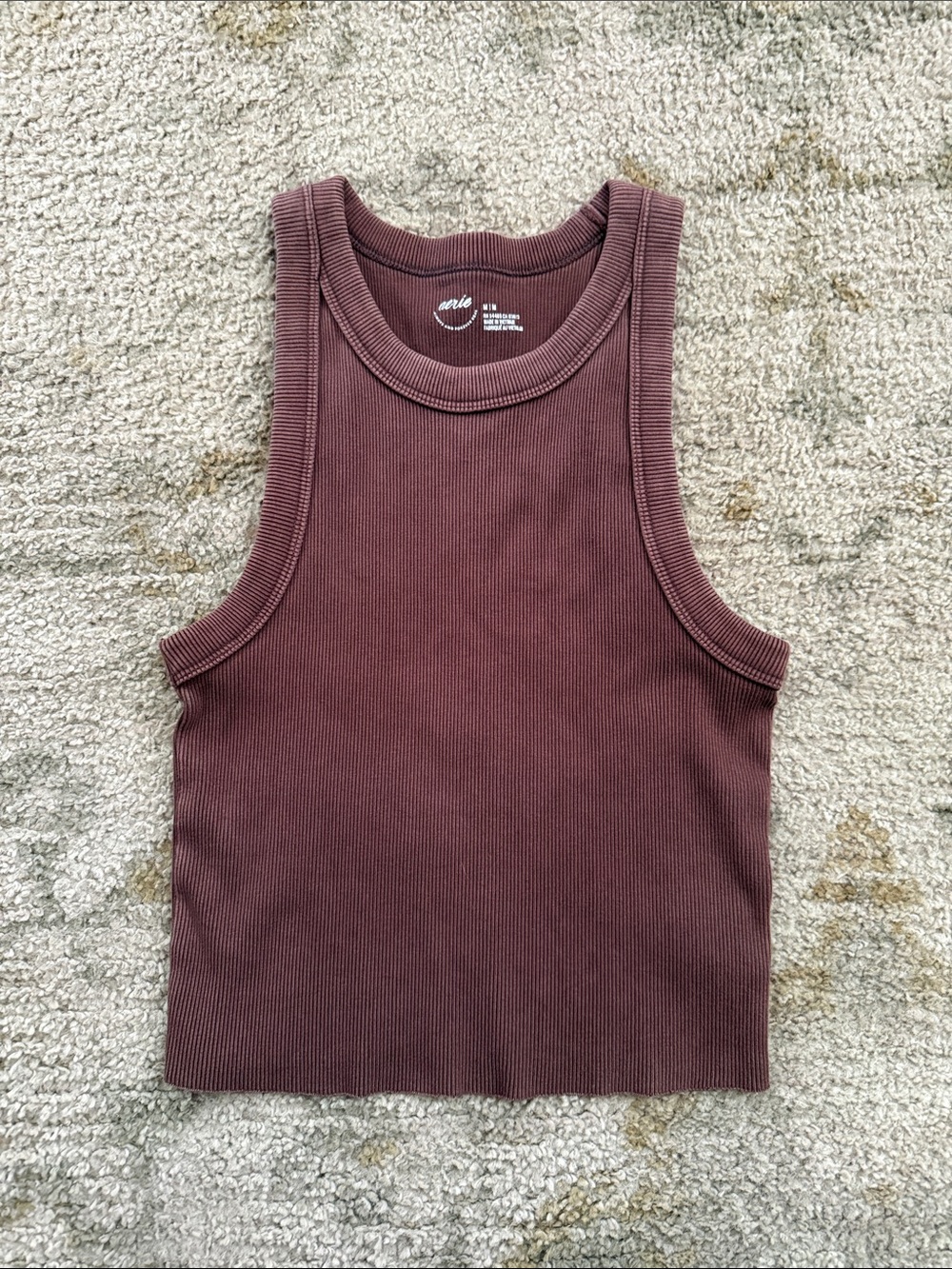 aerie Ribbed Cropped Tank Top - chocolate
